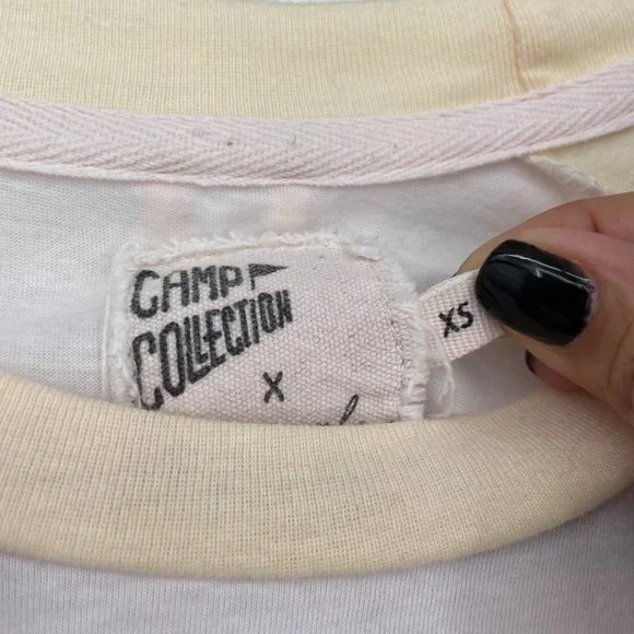 Free People Camp Collection Size X-Small White Yellow Stripe Casual Woman's Top - Picture 6 of 10